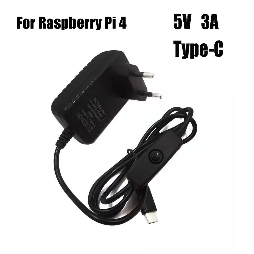 Raspberry Pi 4 type-C Блок питания 5 В 3A адаптер питания с переключателем включения/выключения EU US AU UK зарядное устройство для Raspberry Pi 4 Модель B