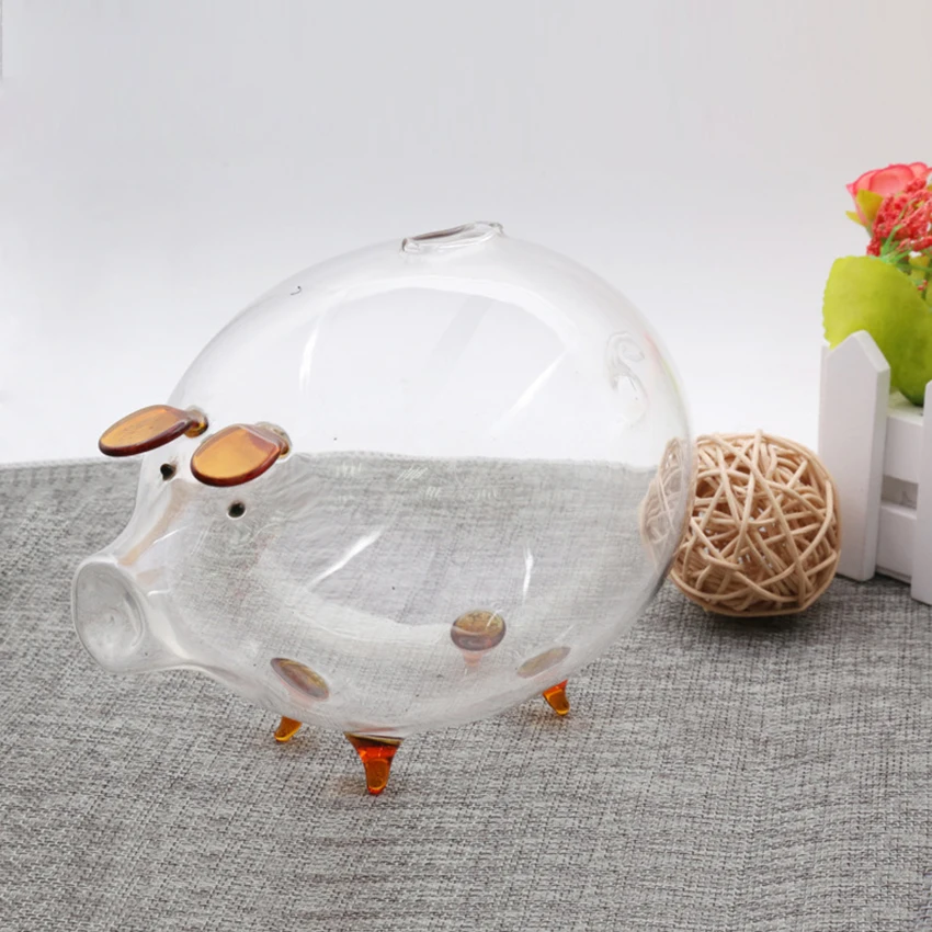 Glass Pig Shaped Money Box Transparent Cute Piggy Bank Birthday Gift 