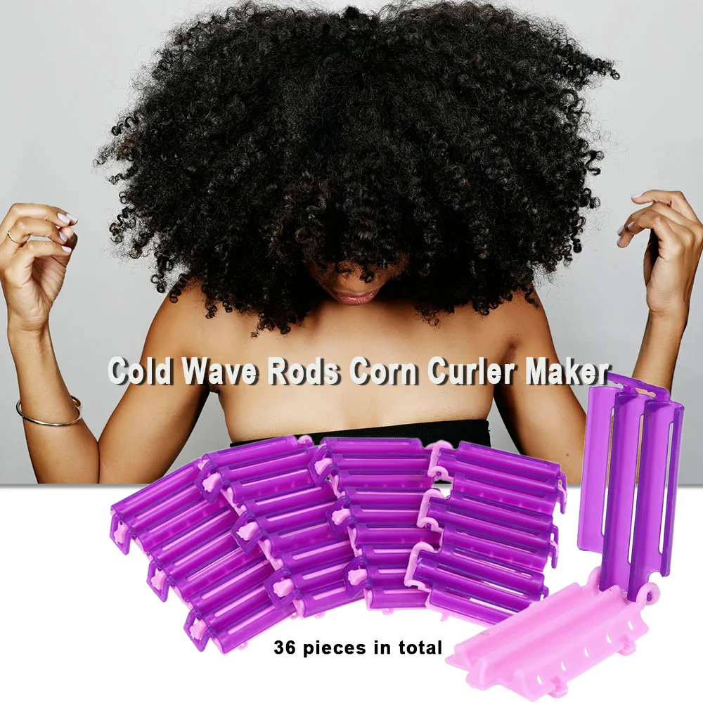 36 Pieces Cold Wave Rods Corn Curler Maker Hairdressing Clip Hair Styling DIY Tool Salon Travel Home Use
