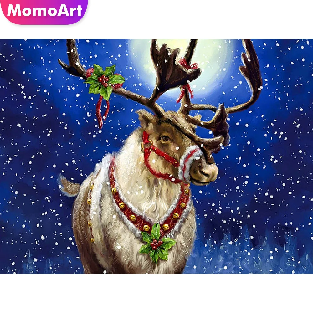 

MomoArt Diamond Painting Christmas Picture Of Rhinestone Mosaic Full Square Diamond Embroidery Animal Wall Decoration