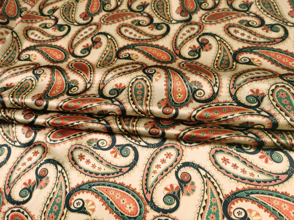 1 Meter x 1,48 Meter Retro-Paisley-Satinstoff, seidiges Charmeuse-Material für Schal, Kleid, Futter, Nähen, DIY – Detail 37