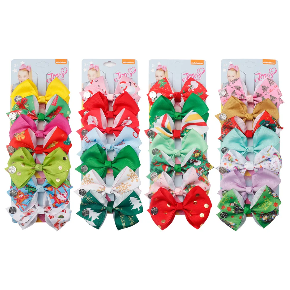 

(7 Pieces/lot) Christmas Gift 7 Colors Cute Girl's Hairpin Bow Set Girls Hair Accessories Headdresss