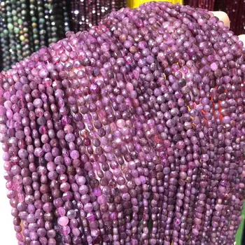 

Small Faceted Beads 4mm Natural Rubys Stone Bead Oblate Loose Spacer Beads for Jewelry Making Necklace DIY Bracelet Accessories