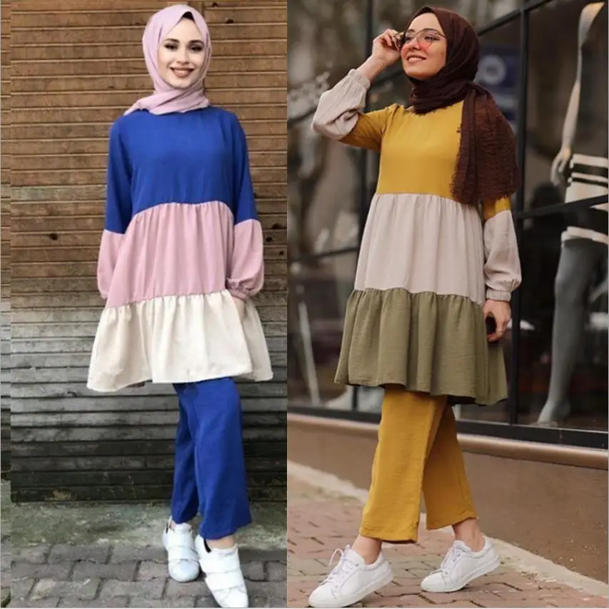 Conjuntos musulmanes de 2 piezas para mujer, conjunto femenino de caftán islámico, abayas, Grote, Maten Dames, Kleding