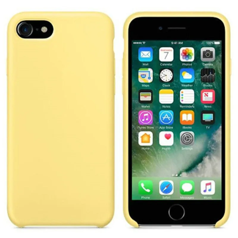 Официальный силиконовый чехол для iPhone 7 8 Plus чехол для телефона для iPhone X XR XS MAX чехол s для iPhone 6 S 6 S Чехол без логотипа - Цвет: 13 Yellow