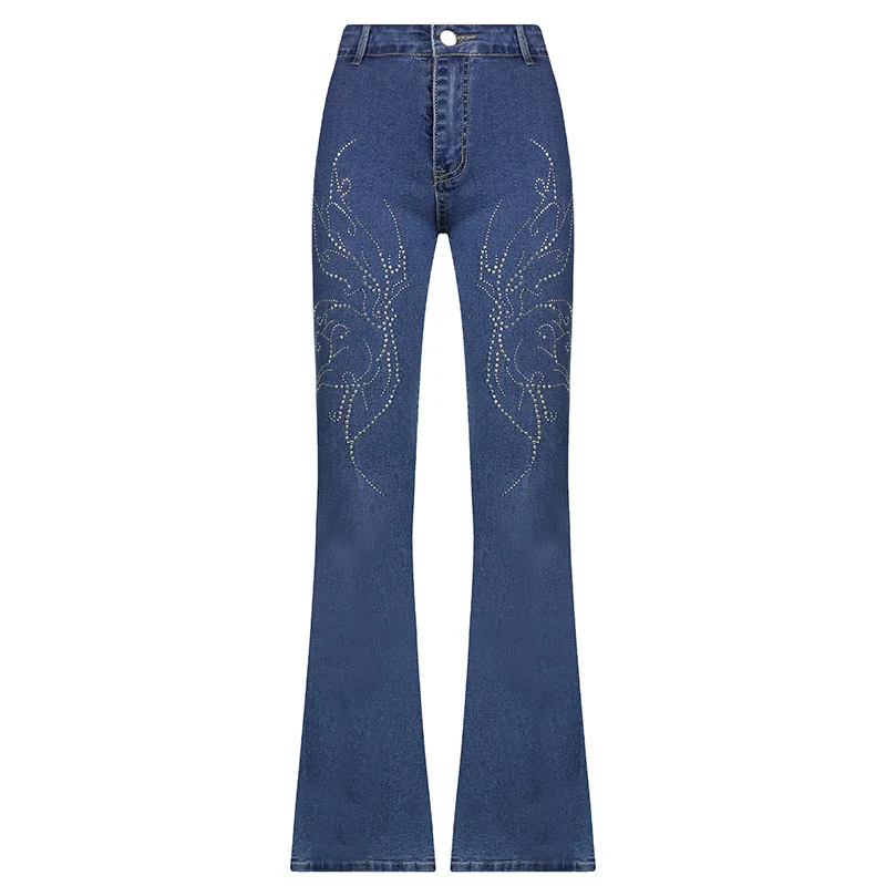 Y2K Rhinestone Butterfly Straight Leg Jean