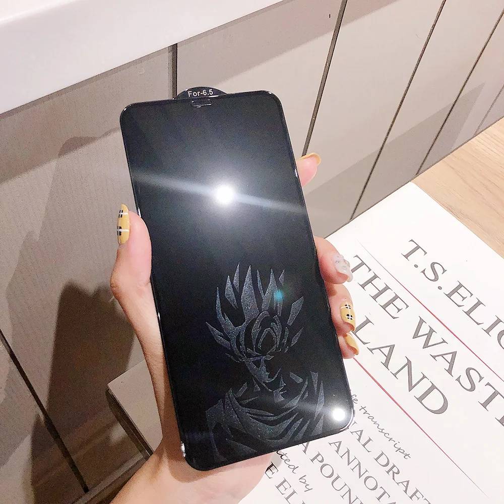 LinXiang Invisible Anime Dragon Ball Saiyan Goku 6D Tempered Glass Screen Protector For iPhone 6 6s 7 8 Plus X XR XS Max 11 Pro