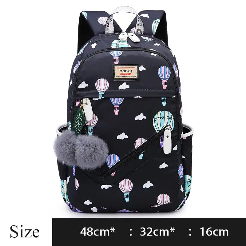 Hot air balloon bag Модная школьная сумка с принтом для девочек-подростков, вместительный женский рюкзак, дорожная сумка для ноутбука - Цвет: Hot air balloon bag