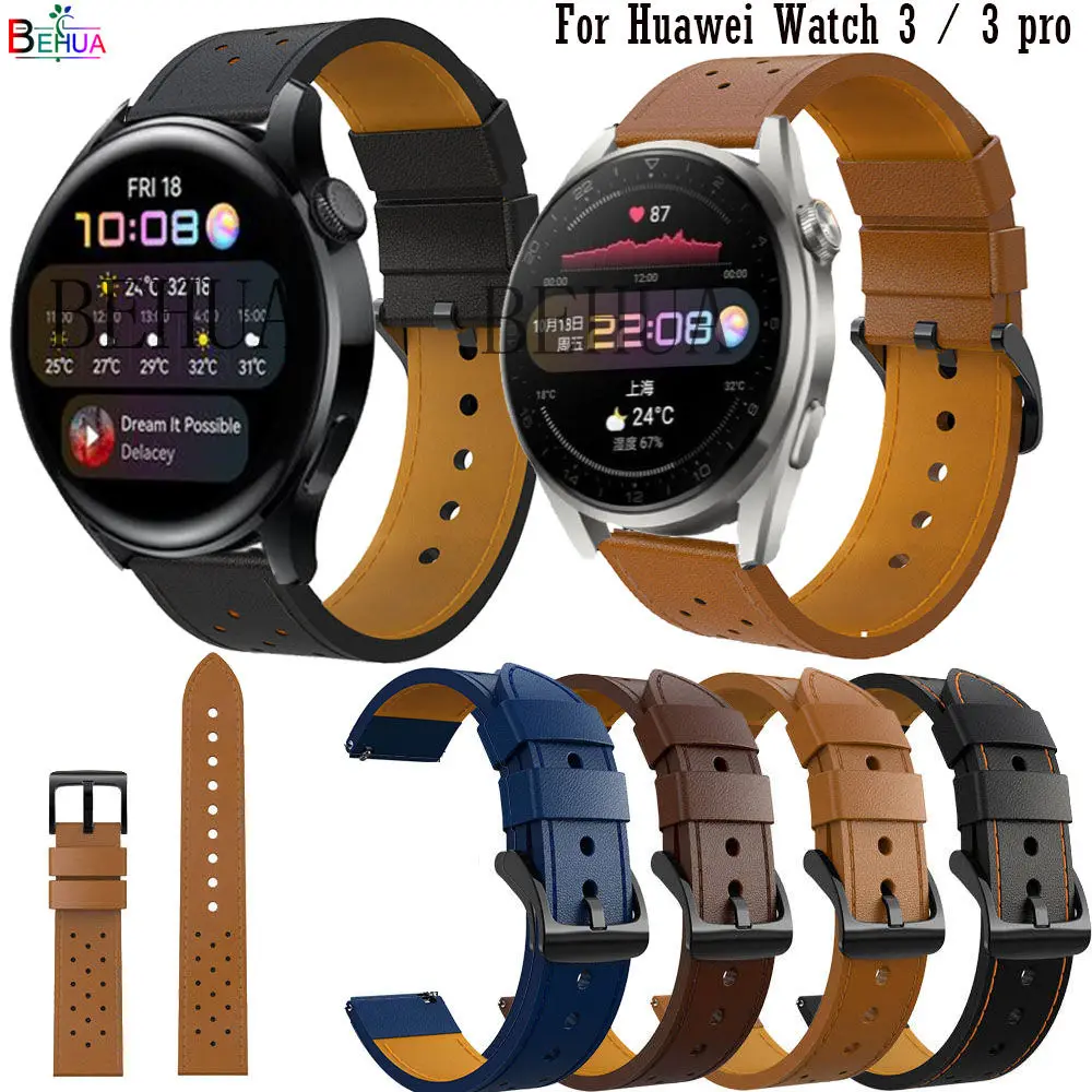 

Wristband For Huawei Watch 3/3pro/2pro Huawei GT 3 46mm GT2 Smart Wriststrap Quick Releas Bracelet Leather Strap 22mm Watchband