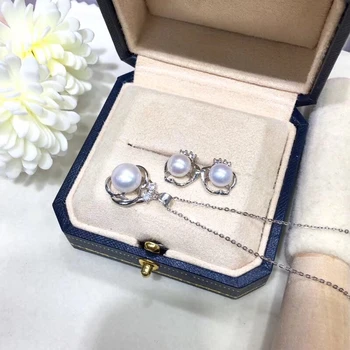 

925 Silver Pearl Pendant and Earrings Component Findings Jewelry Set Mounts Settings Mountings Parts for Pearls Stones Beads