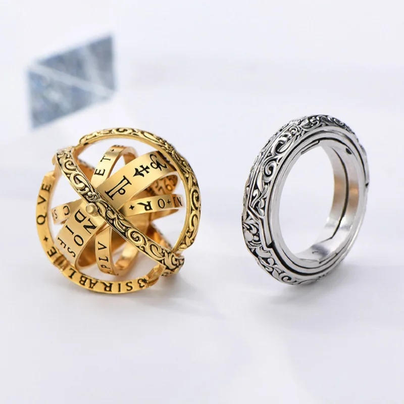 Астрономическая Сфера, шар, кольцо, открытый медальон, космическое кольцо на палец, пара, любовник, ювелирные изделия, подарки, креативный комплекс, вращающееся кольцо для женщин и мужчин