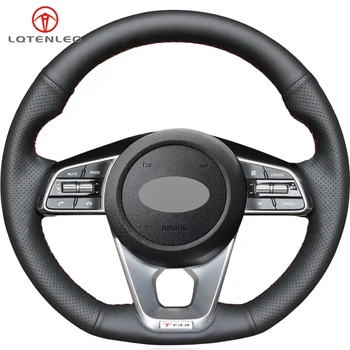 

LQTENLEO Black Genuine Leather Car Steering Wheel Cover For Kia K5 Optima 2018 2019 Forte GT Sportage 4 2019 2020 Cee'd Ceed GT
