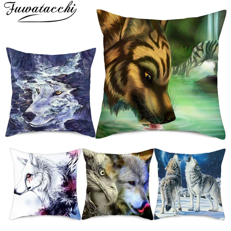 Чехол для подушки Fuwatacchi Wolf Close up чехол с дикими животными новый дом автомобиль
