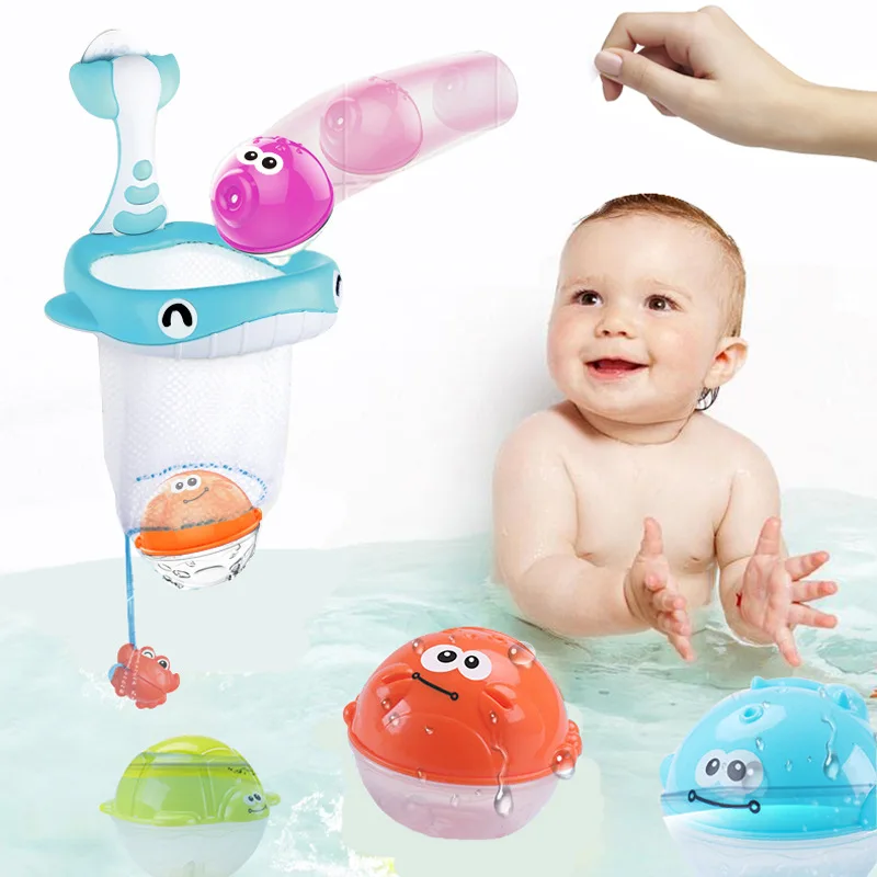 Детская игрушка для игры в воду, ванная комната, Кит, Рыбная ловля, два в одном, Детская ванна, игра в воду, плавающий спринклер, стекируемые игрушки - Цвет: picture