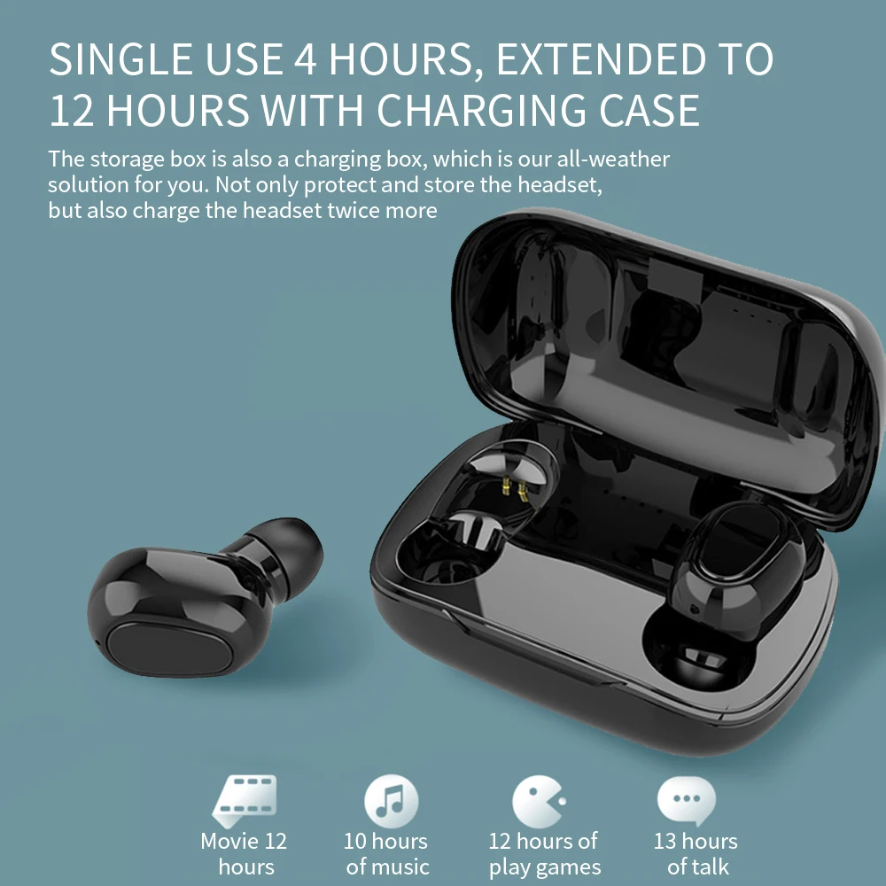DUSH Earphones Wireless headphones Bluetooth Earphone TWS Earbuds 5 0 Blutooth EarPhones LED Display For iOS Android iPhone
