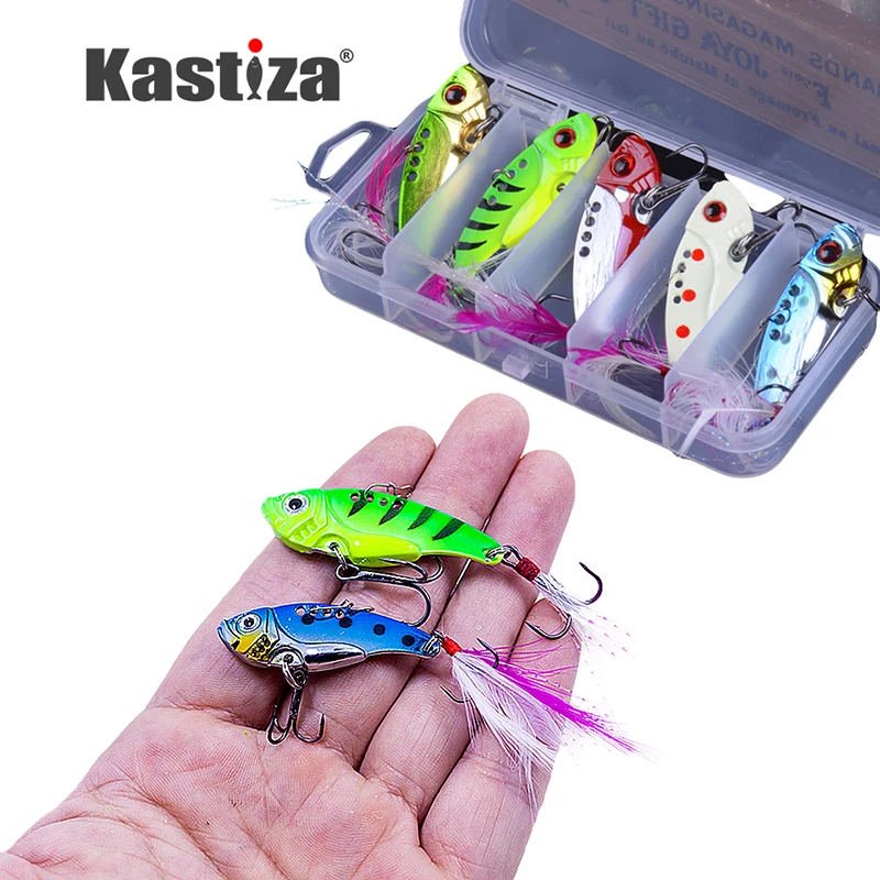 

5pcs/box Metal VIB Lures set 7g 12g Vivid Vibration Spoon Lure kit Fishing Bait Bass Artificial Hard Bait VIB Bait with feather