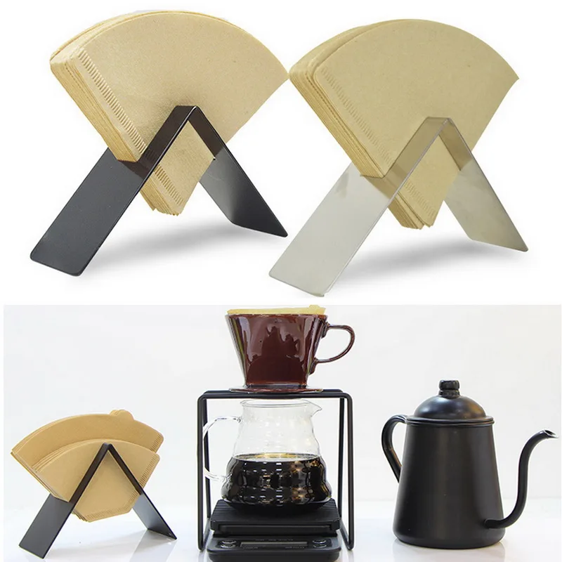 

Wood Coffee Filter Paper Holder Storage Rack Decorative Cone Coffee Filter Container Countertop Dispenser Display Stand