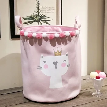 

1Pcs Sundries Storage Barrels Large Capacity Dirty Laundry Basket Toy Storage Box Cartoon Pattern Polyester/Canvas 35*40cm