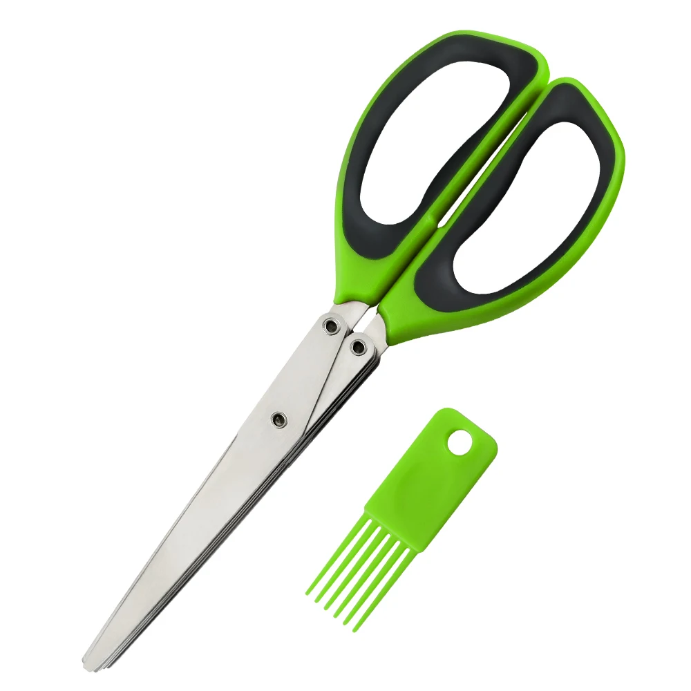 DAMASK Multipurpose Kitchen Scissors Scallion Herb Scissor 5 Layers Blade Stainless Steel Shears Tool For Veggie Lettuce Seaweed