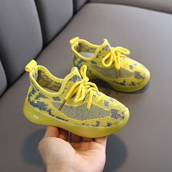 

2020 Spring Children's Sports Shoes Coconut Flyknit Shoes Boys Mesh Breathable Sneaker Girls Baby Running Shoes EUR 21-30