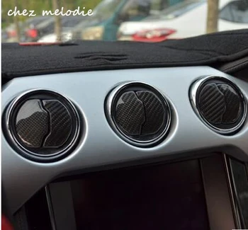 

6pcs/set real carbon fiber car inside center air vent outlet accent decorative cover trims for 2015-2019 Ford Mustang