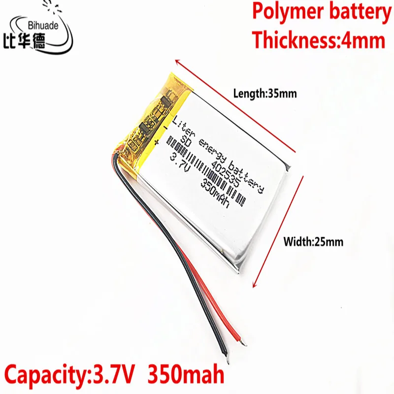 Good Qulity 3.7V 350mAh 402535 Lithium Polymer Li-Po li ion Battery cells For Mp3 MP4 MP5 GPS mobile bluetooth
