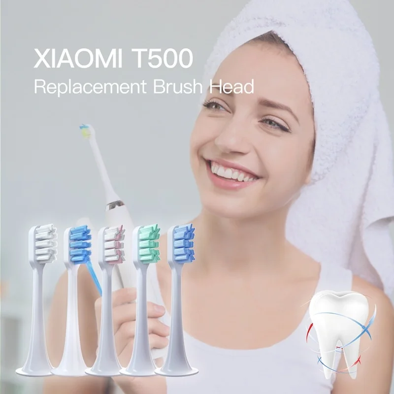 4Pcs Set Replacement Brush Heads Electric Toothbrush Heads Protect Soft DuPont Nozzles Floss Gifts For Xiaomi Mijia T300/T500 toothbrush heads,electric toothbrush