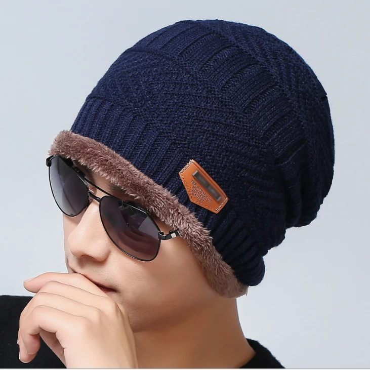 Single hat navy Осенне-зимняя бархатная шапочка, вязаная шляпа нагрудник, два предмета, наушники для родителей и детей, кепка шерстяная шапка, шапка, детская зимняя шапка шапка мужская шапки женские шапки шапка женская зимняя шапка - Цвет: Single hat navy