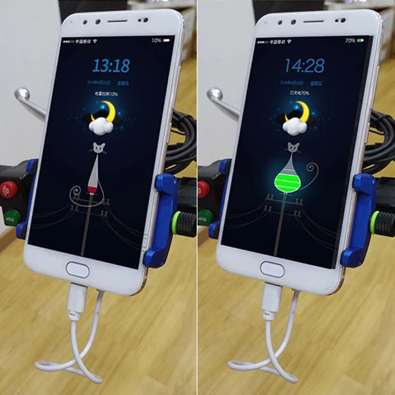 Металлический держатель для телефона на руль мотоцикла с USB зарядным устройством для смартфона