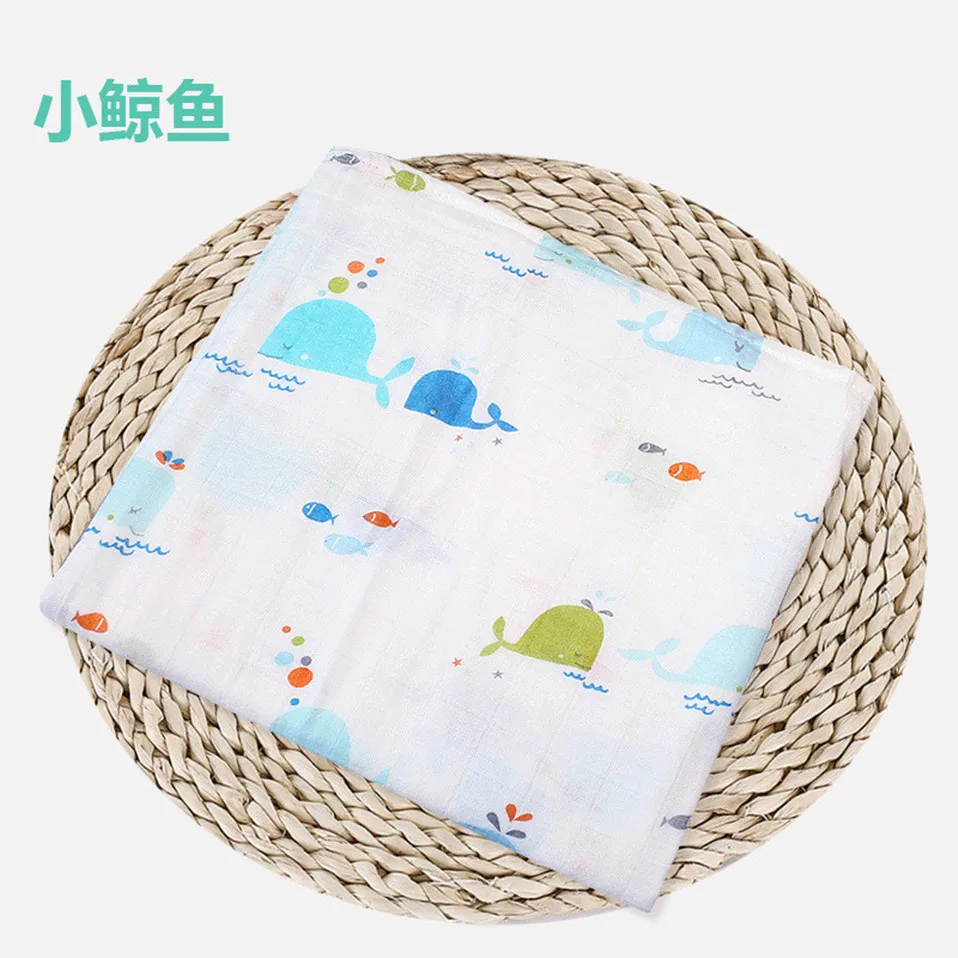 120*120CM Muslin swaddle wrap Cotton Double layer print Soft baby Blanket newborn Stroller Cover Sleepsack Gauze Bath towel