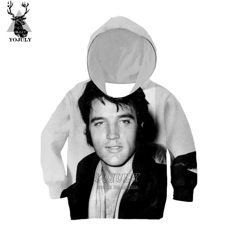 8 YOJULY/Детский Повседневный свитер с 3D-принтом рок-певец King Elvis пуловер с капюшоном Одежда для мальчиков и девочек C117 - Цвет: 8