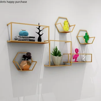 

Home Storage Rack Wall Wrought Iron Shelf Living Room Shelf Potted Plant Frame Book Rack Background Wall Decoration Partition