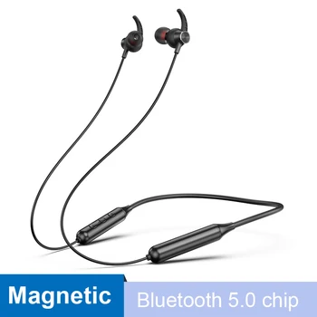 

Bluetooth 5.0 Wireless Sports Headset Stereo Heavy Bass Hanging Neck Hanging Earphone Metal Magnetic Absorption Earphones