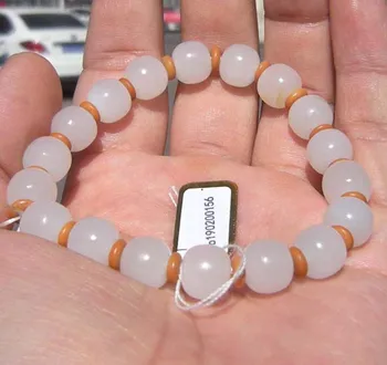 

jade 30.2 grams of xinjiang hetian jade suet white jade jade seed expects apple bead bracelet hand string for women