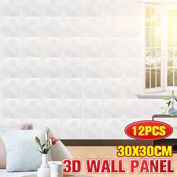 

12Pcs 3D PVC Waterproof Wall Panel Tiles Living Room Background Home Decoration