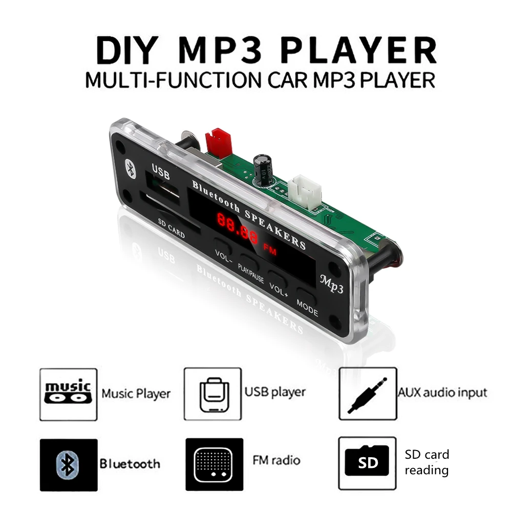 Автомобильный Bluetooth MP3 WMA FM AUX декодер DC 12 В плата аудио модуль TF SD карта USB радио