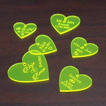 

50Pieces Of Personalized Engraving Acrylic Yellow Transparent Baby Baptism Label Wedding Party Table Confetti Center Decorations