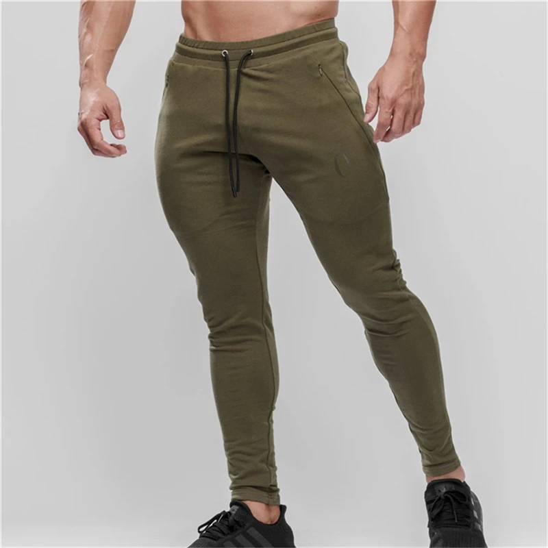 Joggers Sweatpants Mens Slim Casual Pants Solid Color Gyms Workout Cotton Sportswear Autumn Male Fitness 4 colors Track | Мужская одежда