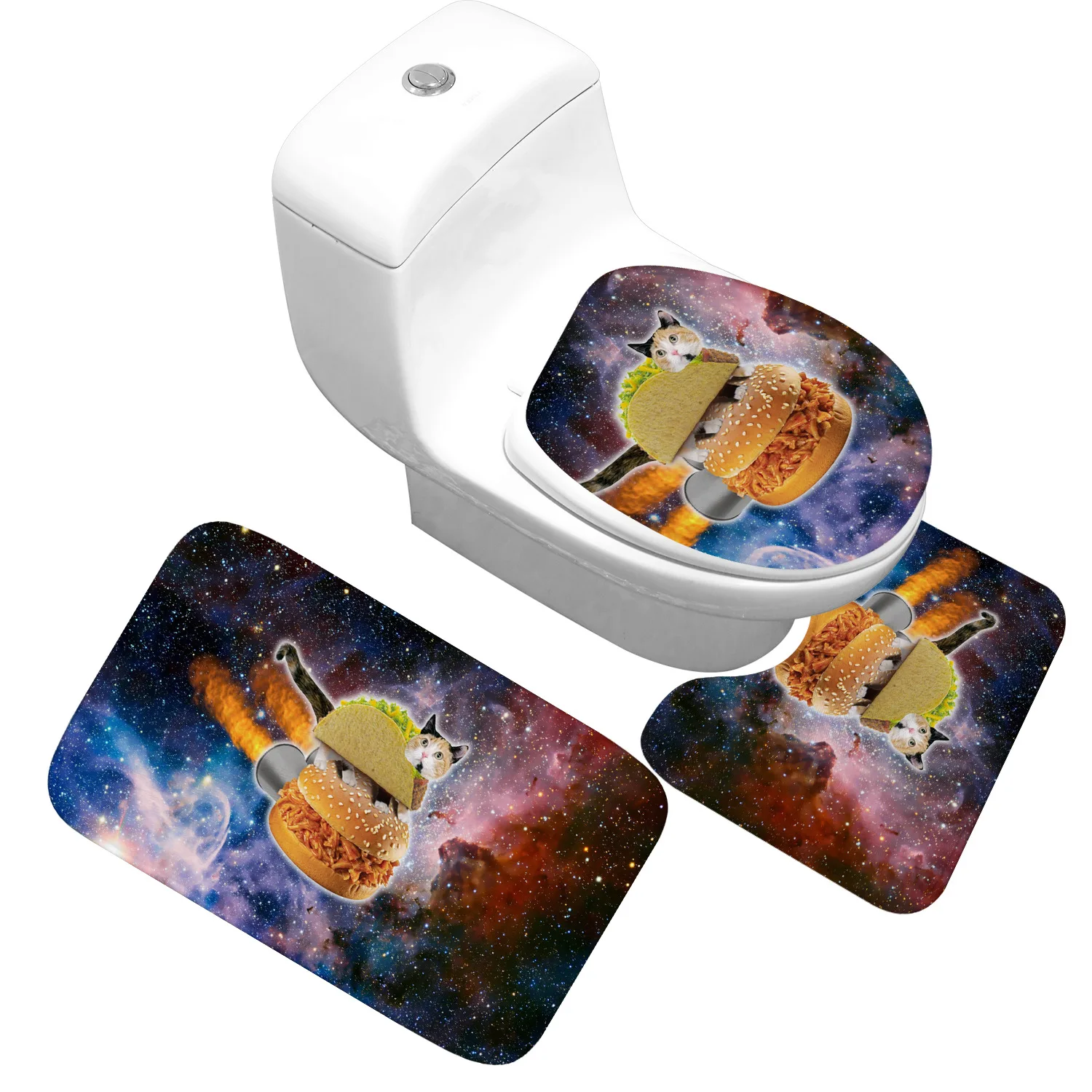 PSM03 Zeegle Bathroom Mats Pet Cat Toilet Carpet Mats Shower Mat Non Slip Flannel 3D Printed Rugs and Mat Set - Цвет: PSM03