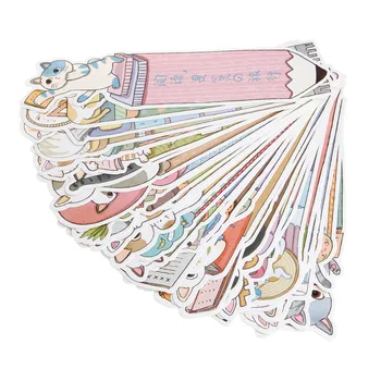 

30 Pcs Cat in Book Bookmark Paper Cartoon Animals Bookmark Promotional Gift Stationery Film Bookmark
