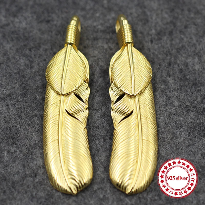 

S925 sterling silver pendants personalized classic Indian national style engraving flying feathers feathers modeling lovers