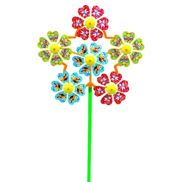 2Pcs Flower Windmill Wind Spinner Pinwheels Home Garden Yard Decor Kids Toys Outdoor Decor 1