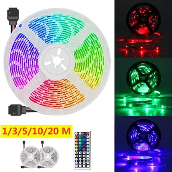 

3/5/10/20m LED Strip IP33 RGB SMD 3528 Strip LED Light Flexible Ribbon Lights Stripe DC 12V RGB Diode Tape IR Controller Adapter