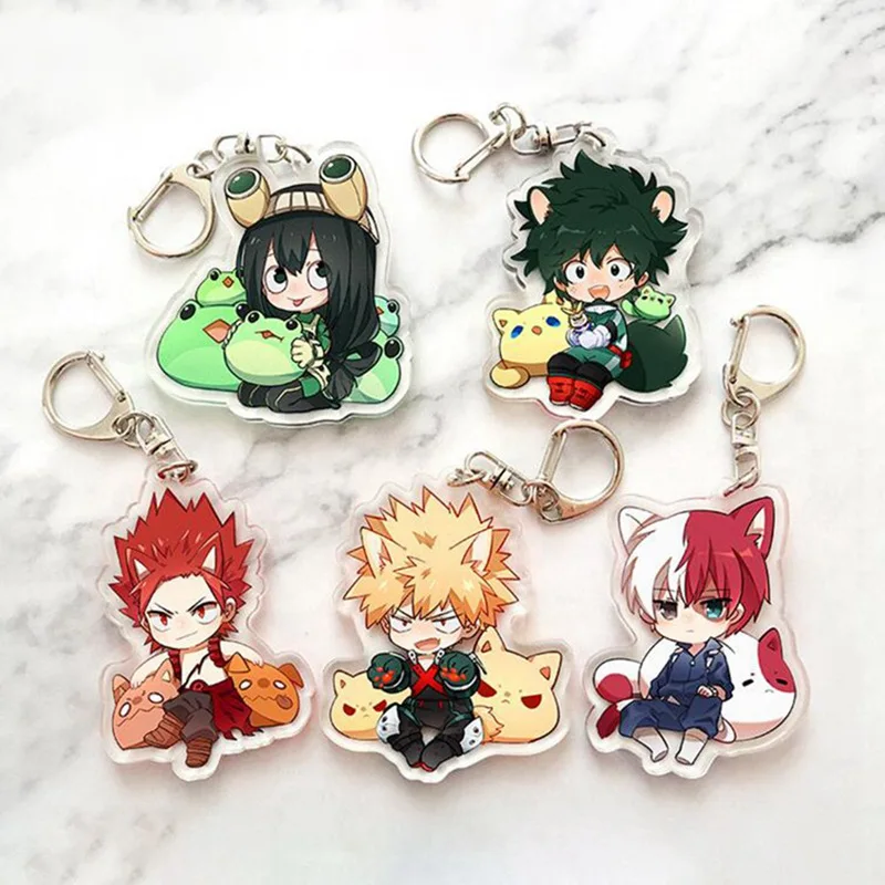Anime My Hero Academia Keychain Todoroki Shouto Cosplay Double Sided Transparent Acrylic Key Chain Cute Funny Jewelry Fans Gift