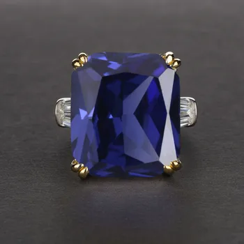 

S925 Sterling Silver Ring Simple Style 14*16 Square Zircon Sapphire Ruby Ring Gemstone Fine Jewelry