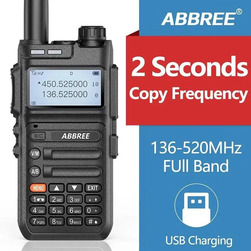 walkie talkie 5km range ABBREE AR-F5 8W Automatic Pairing Frequency Walkie-talkie Handheld Dual Frequency Dual Band136-520MHZ Transceiver Walkie Talkie walkie talkies for adults