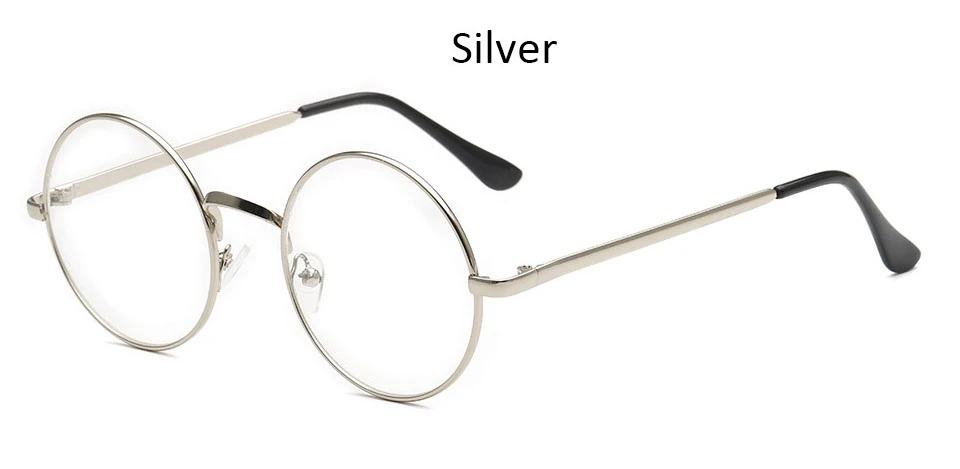 Silver Большие прозрачные круглые очки, оправа для женщин, Ретро стиль, металлическая оправа, оптическая оправа, оправа для очков, оправа для женщин - Цвет оправы: Silver