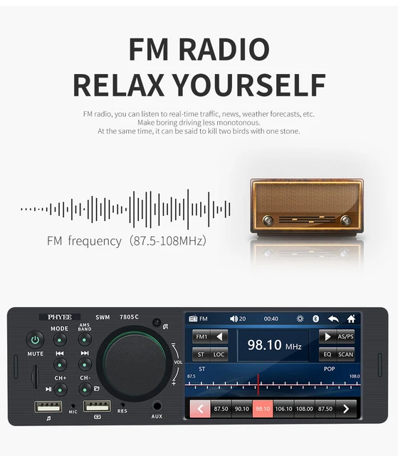 Autoradio Bluetooth mains libres, 1 Din, Audio MP3, Lecteur USB, TF, Mx,  ID3, Andrea Control, Connecteur ISO, Système audio stéréo, Unité  principale, 530 - AliExpress