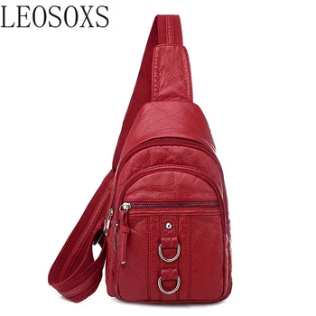 

New Fashion Washed leather Women Bag High Quality Light Waterproof Crossbody Bags For Women 2019 Travel Casual Small Chest Bag