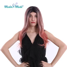 Moda& Mode Ombre розовый синтетический парик 2" длинная волна синтетический кружевной передний парик для белых/черных женщин можно Косплей